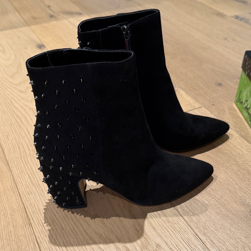 Sam Edelman - Heath Black Suede Studded Ankle Boots